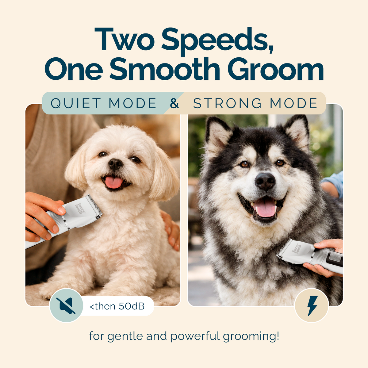 Furry Touch Pet Grooming Kit | Cordless Dog Clippers, 2 Power Modes