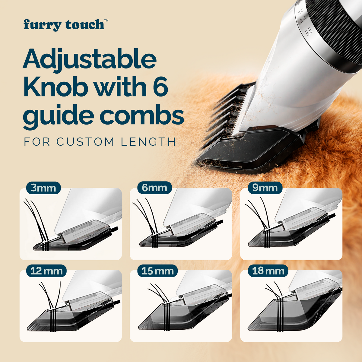 Furry Touch Pet Grooming Kit | Cordless Dog Clippers, 2 Power Modes